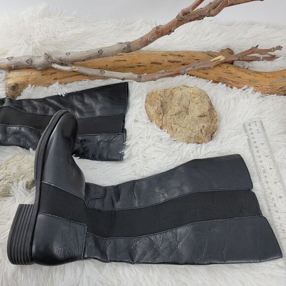 Kenneth cole reaction black leather riding boots pull on - Picture 9 of 10